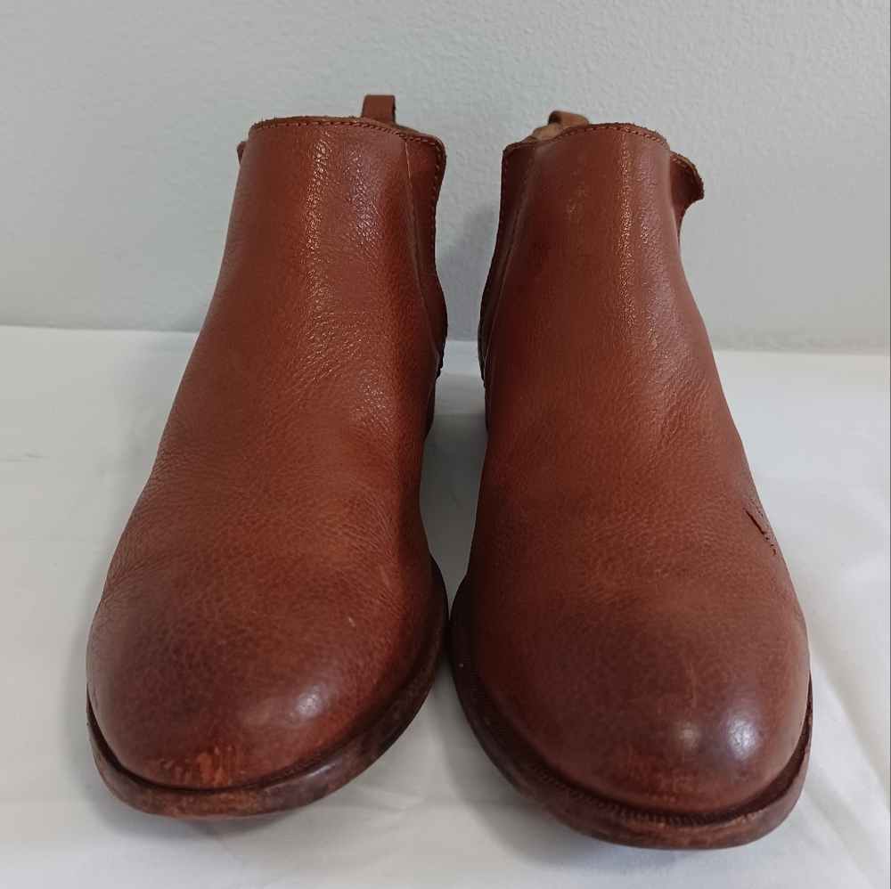 KORK-EASE brown distressed ankle boots booties Chelsea leather cognac elastic7.5